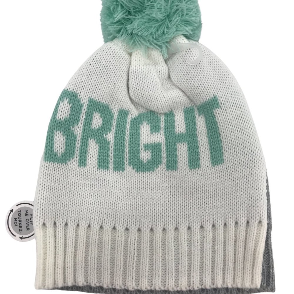 Densley & Co | Girl's Knit Winter Hat | Grey & White | Size 7-14 - Picture 2 of 2